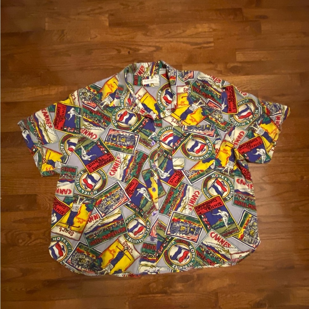 90’s Vintage Liz Claiborne European Travel Print Button-down